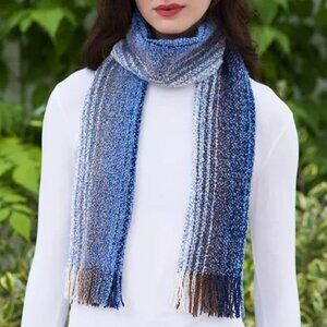 New Merino Cashmere Scarf Super Soft Blue Brown White (Made in Ireland)